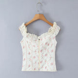 Floral Lace Trim Camisole Top