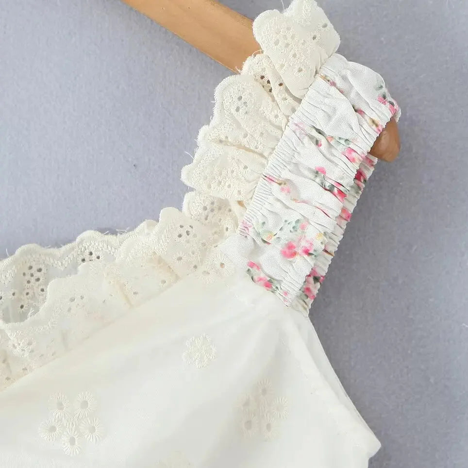 Y2K Floral Lace Trim Cami Top