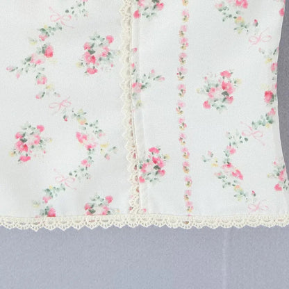 Y2K Floral Lace Trim Cami Top