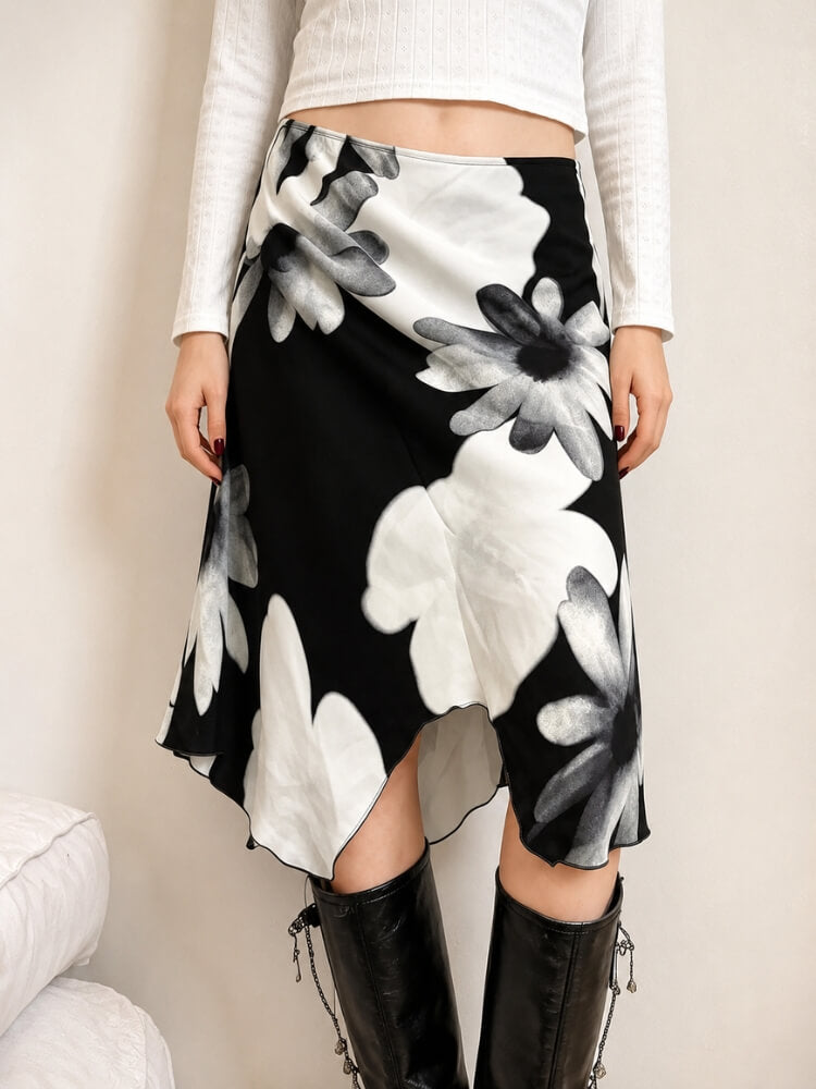 Y2K Floral Mesh Skirt