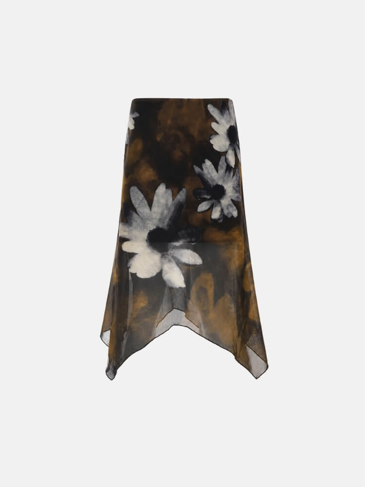 Y2K Floral Mesh Skirt