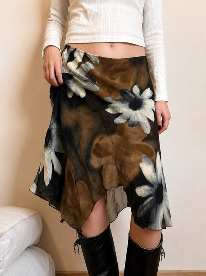 Y2K Floral Mesh Skirt