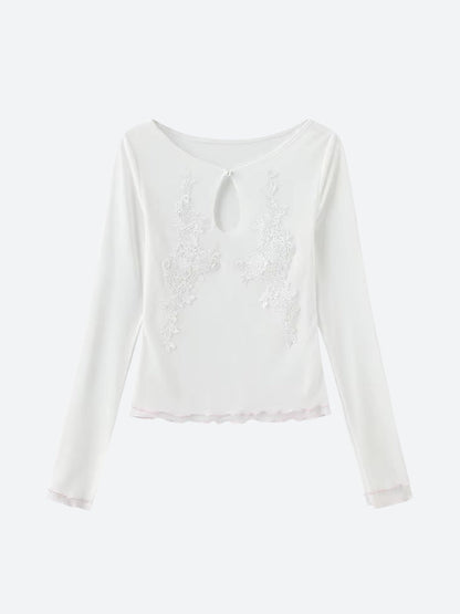 Y2K Floral Mesh Top