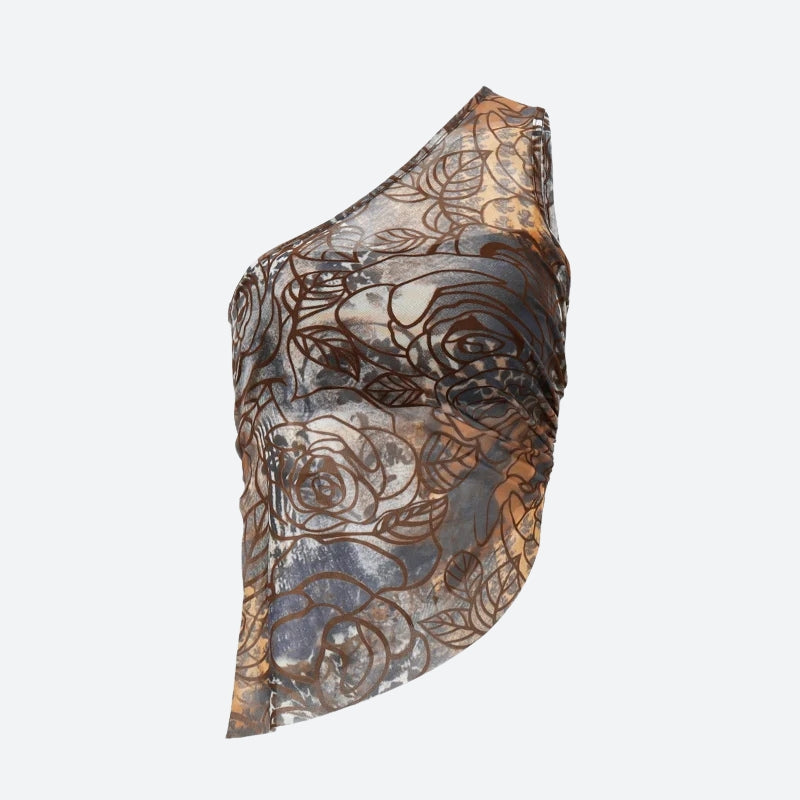 Y2K Floral One Shoulder Top