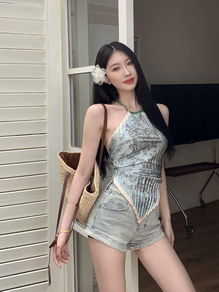Y2K Floral Scarf Top