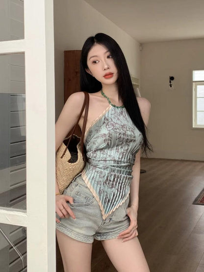 Y2K Floral Scarf Top