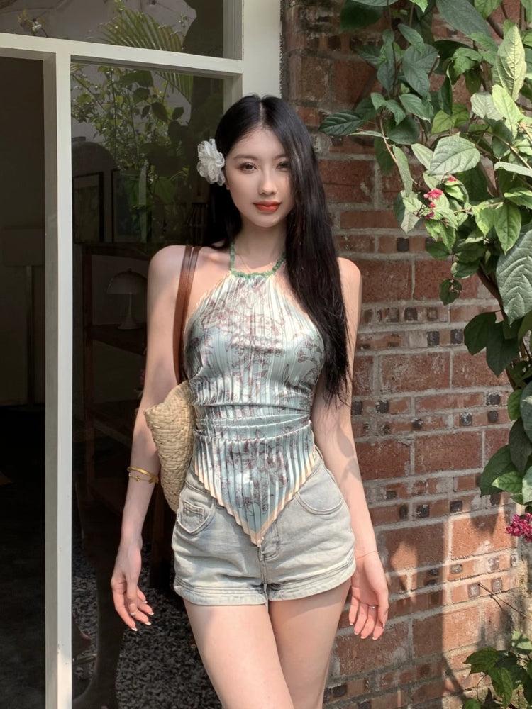 Y2K Floral Scarf Top