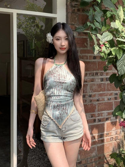 Y2K Floral Scarf Top