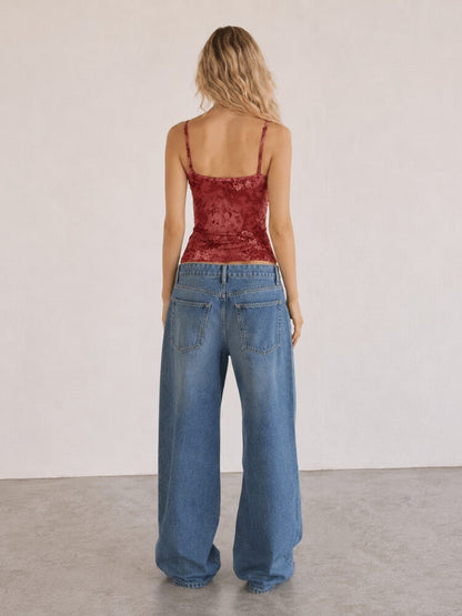 Y2K Floral Sheer Cami Crop Top