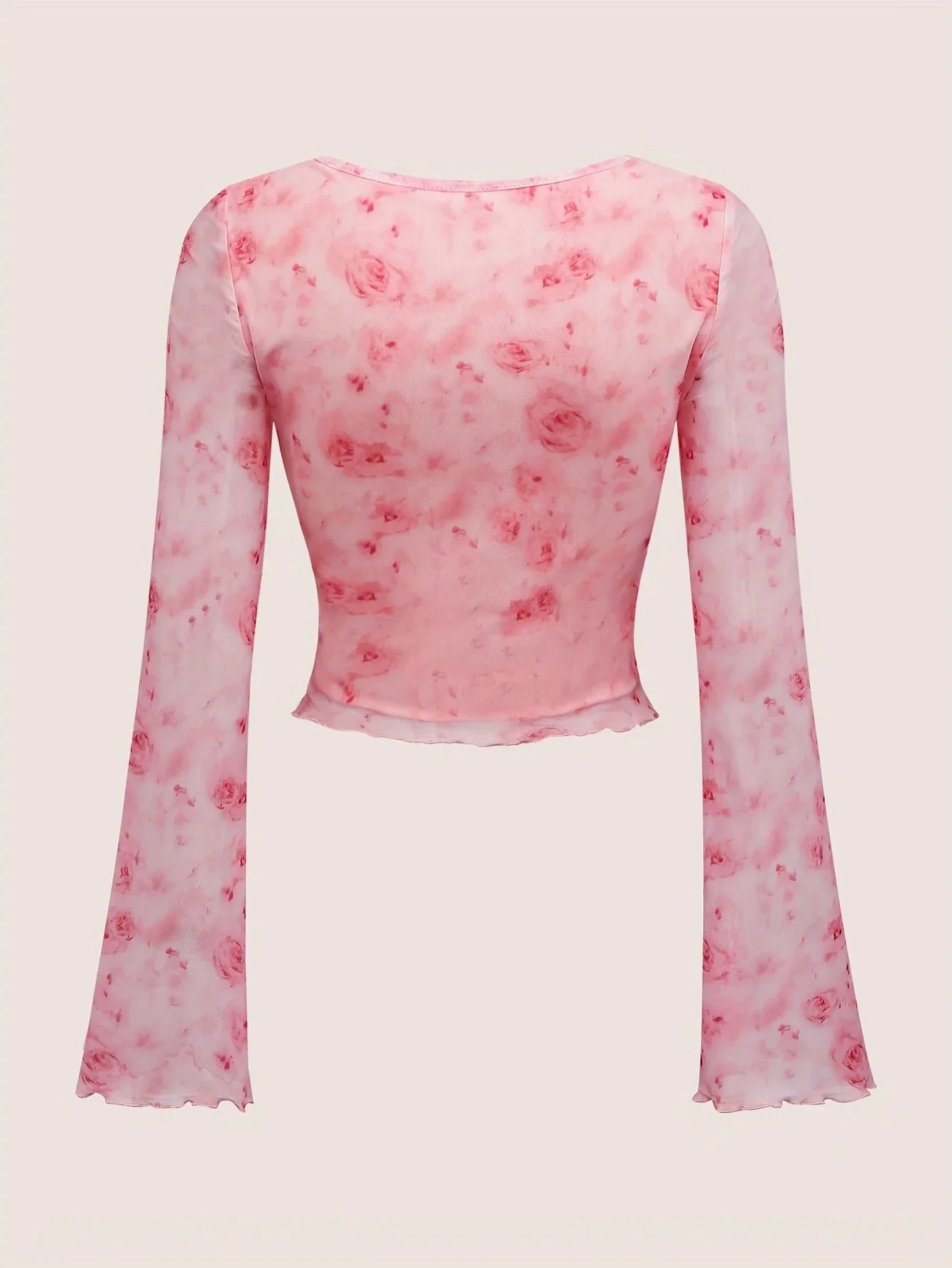 Y2K Floral Tie Front Bow Top