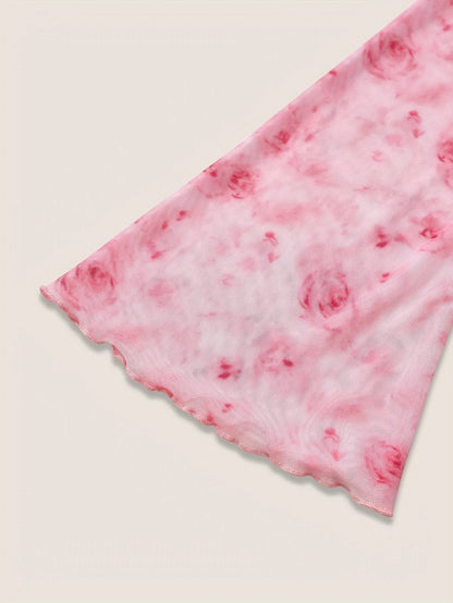 Y2K Floral Tie Front Bow Top