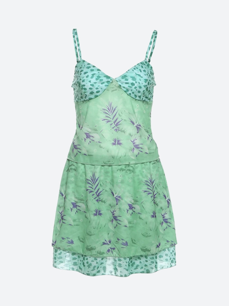 Y2K Floral Top & Mini Skirt Two Piece Set