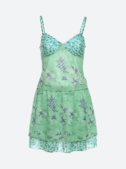 Y2K Floral Top & Mini Skirt Two Piece Set