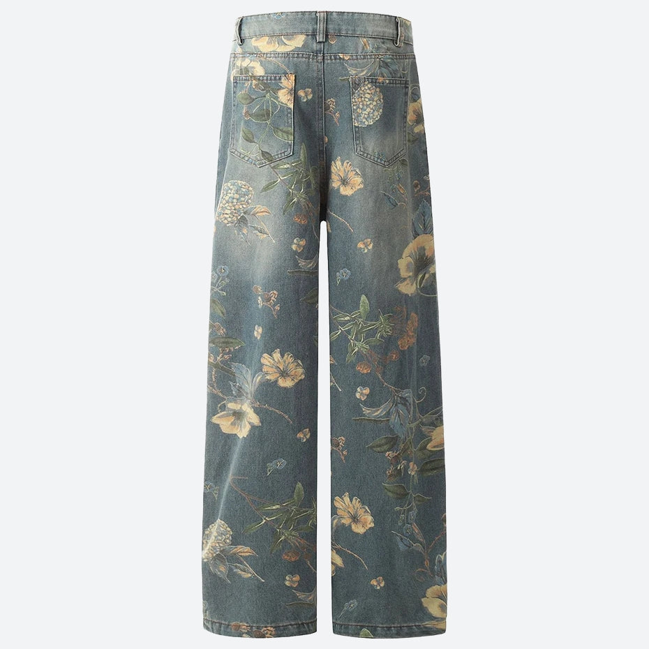 Y2K Floral Wide Leg Jeans