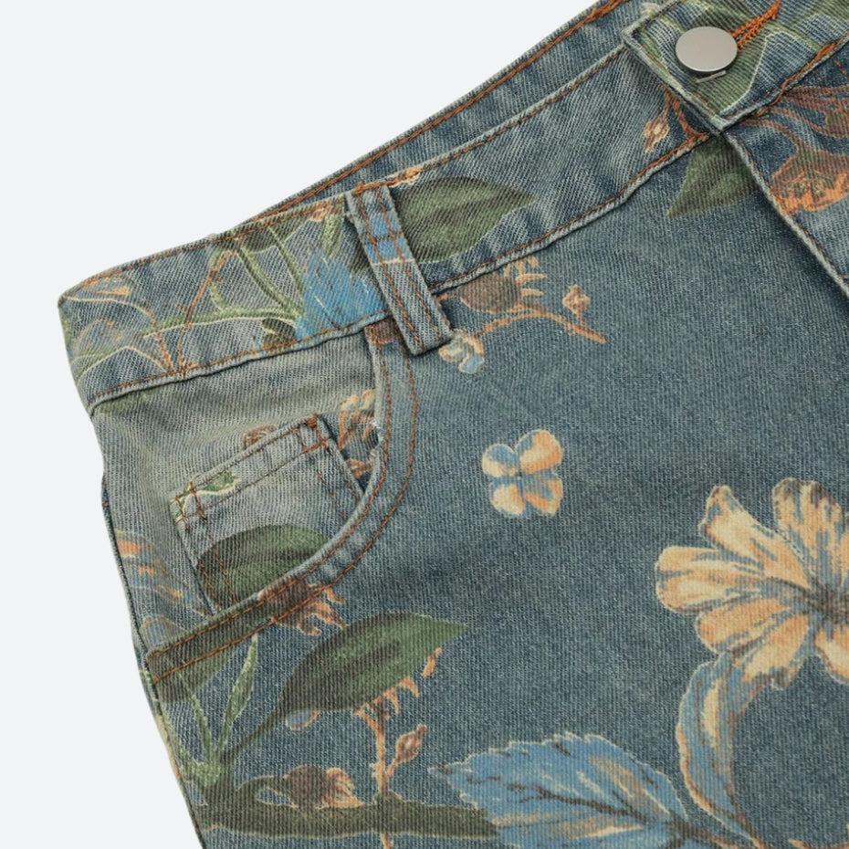 Y2K Floral Wide Leg Jeans