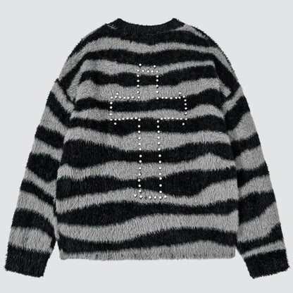 Y2K Fuzzy Cross Sweater