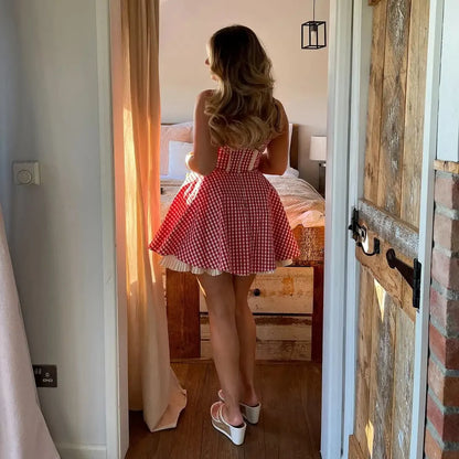 Y2K Gingham Halter Mini Dress