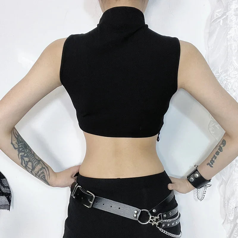 Goth Beaded Crop Top