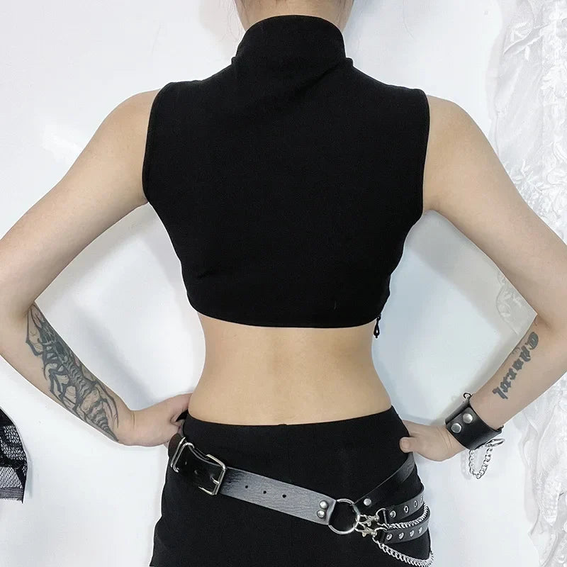 Y2K Goth Beaded Crop Top