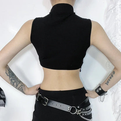 Y2K Goth Beaded Crop Top