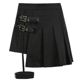 Y2K Goth Style Mini Skirt with Belt - Trendy Fashion Statement