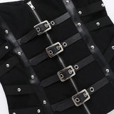 Goth Buckle Zip-Up Crop Top