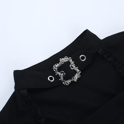 Y2K Goth Button Top