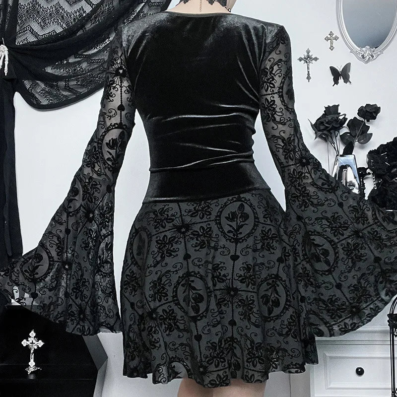 Y2K Goth Corset Lace Mini Dress