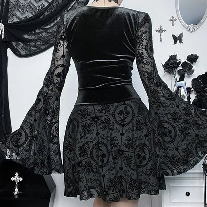 Y2K Goth Corset Lace Mini Dress