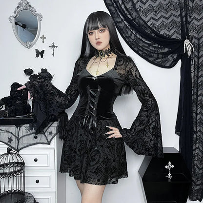 Y2K Goth Corset Lace Mini Dress