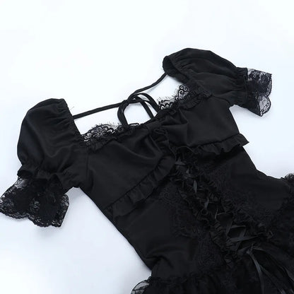 Y2K Goth Corset Layered Mini Dress