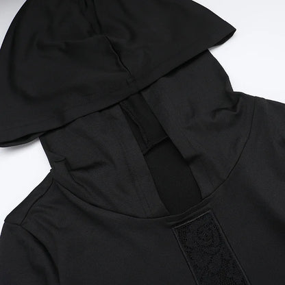 Y2K Goth Cross Hooded Maxi Dress