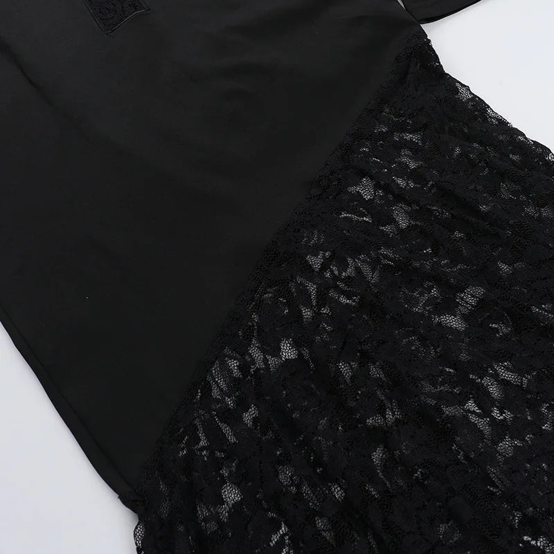 Y2K Goth Cross Hooded Maxi Dress