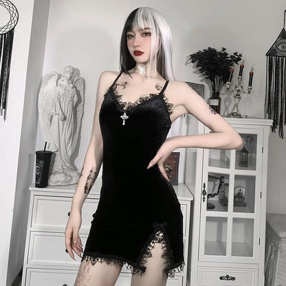 Y2K Goth Cross Mini Dress