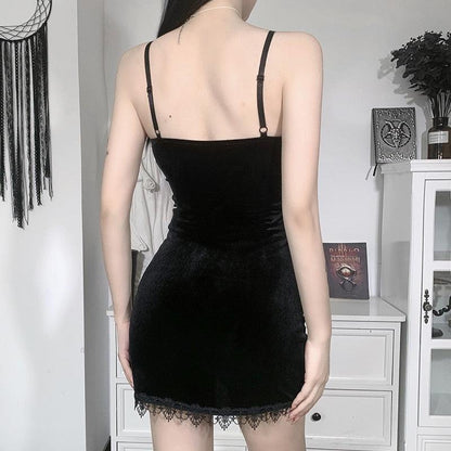 Y2K Goth Cross Mini Dress
