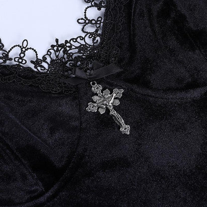 Y2K Goth Cross Mini Dress