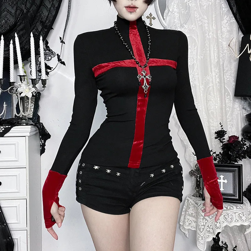 Y2K Goth Cross Top