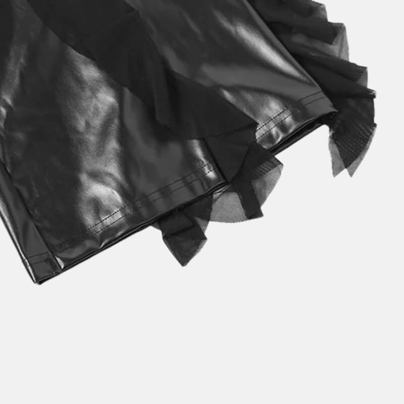 Y2K Goth Faux Leather Flare Pants