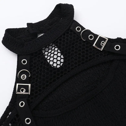 Y2K Goth Fishnet Cut Out Top