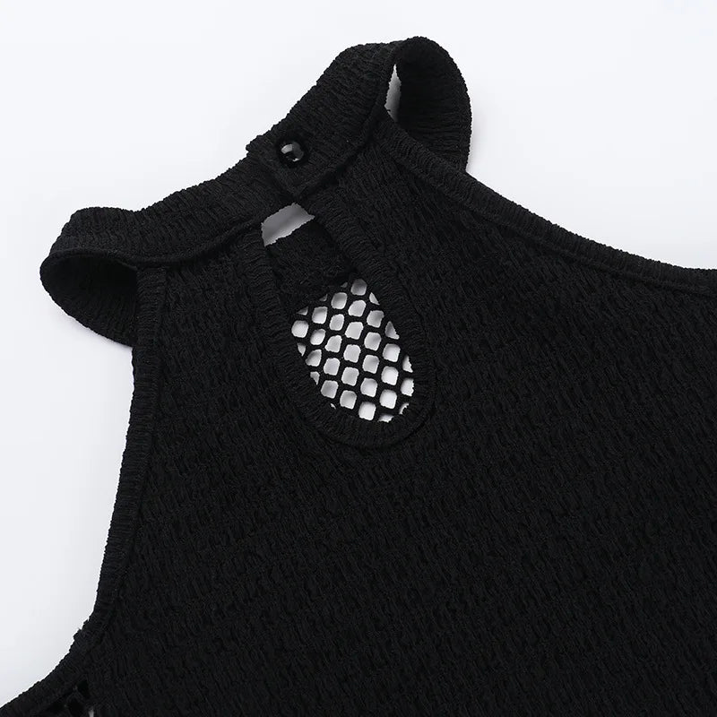 Y2K Goth Fishnet Cut Out Top