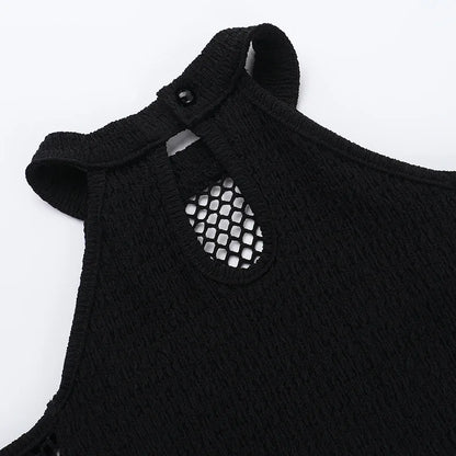 Y2K Goth Fishnet Cut Out Top