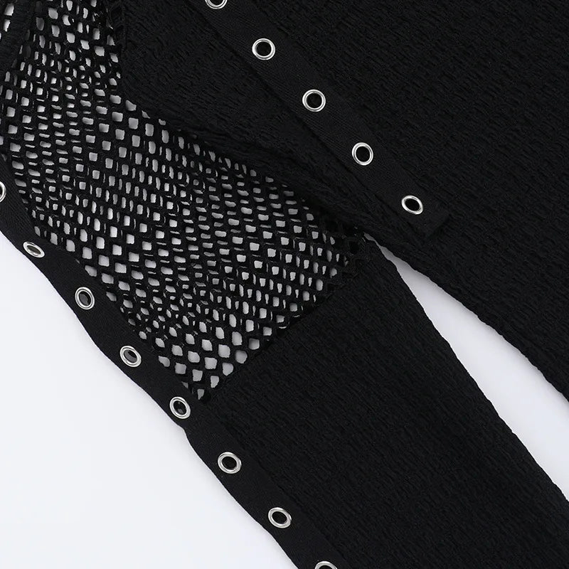 Y2K Goth Fishnet Cut Out Top