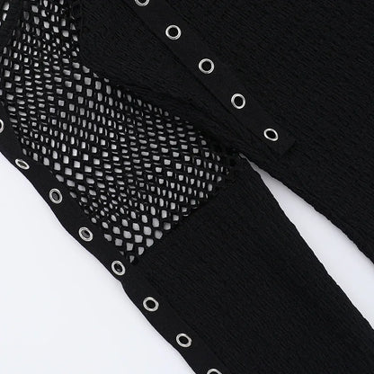 Y2K Goth Fishnet Cut Out Top