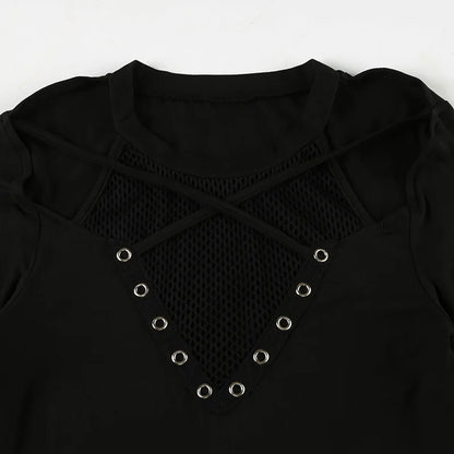 Y2K Goth Fishnet Top