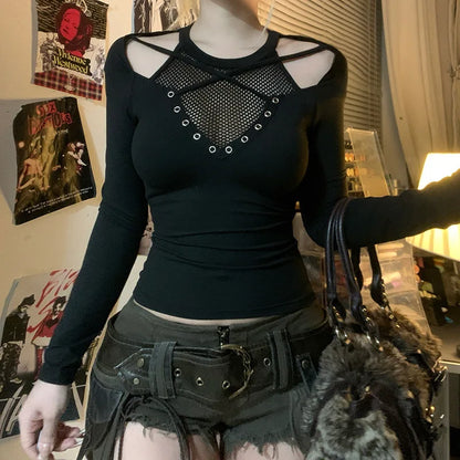 Y2K Goth Fishnet Top