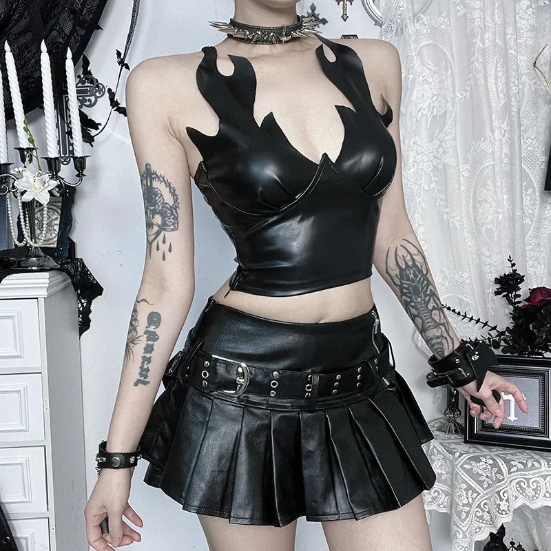 Y2K Goth Flame Crop Top