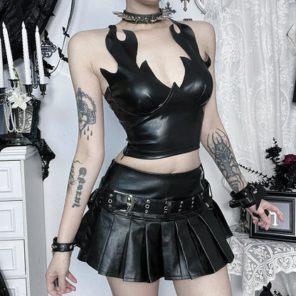 Y2K Goth Flame Crop Top