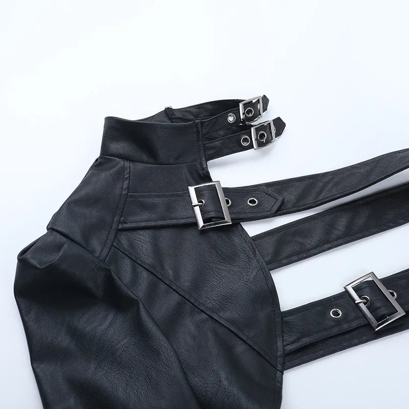Y2K Goth Harness One Sleeve Top