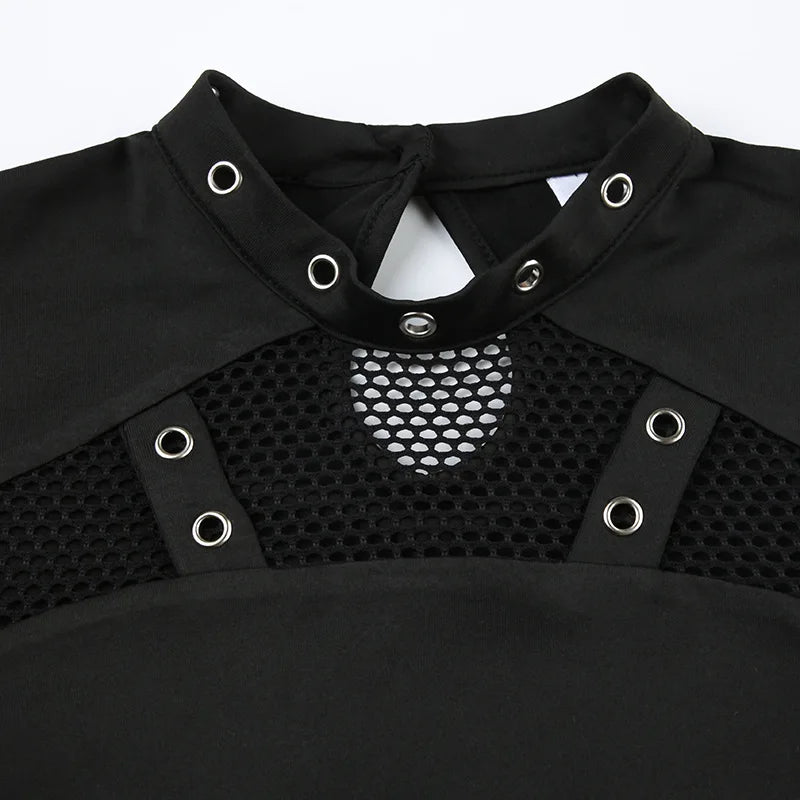 Y2K Goth High Neck Fishnet Top