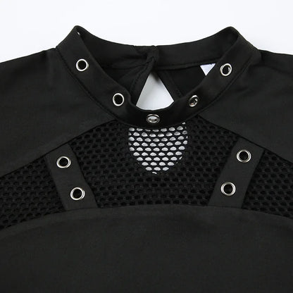 Y2K Goth High Neck Fishnet Top